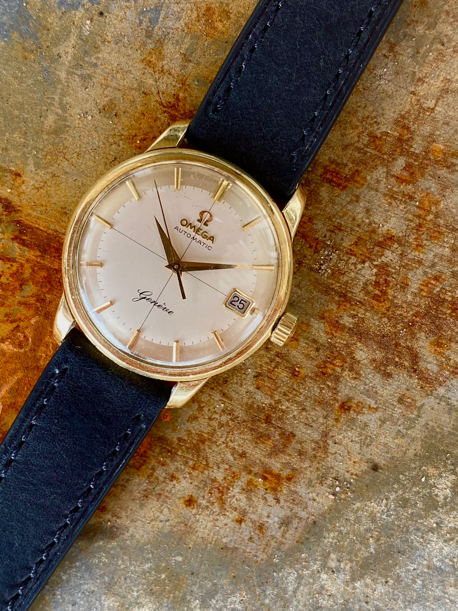 1960 Omega Automatic Geneve (rare Italic dial) in solid 18k case