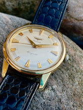 Load image into Gallery viewer, 1955 Longines Conquest original box, paper, strap and buckle *SERVICED*