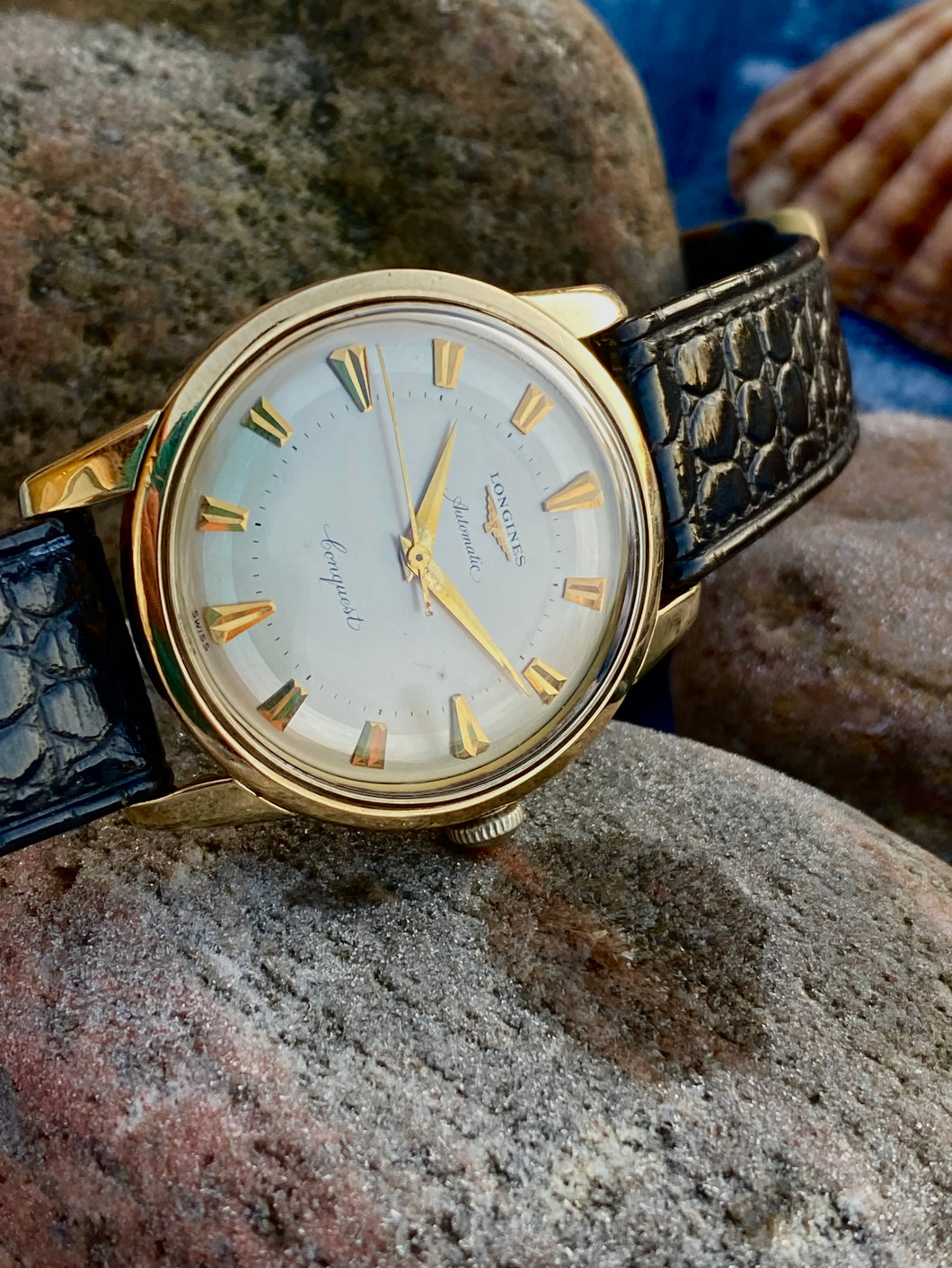 1955 Longines Conquest original box, paper, strap and buckle *SERVICED*