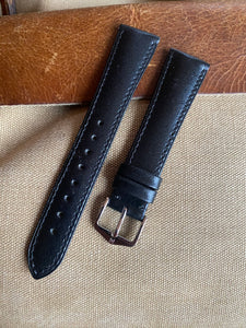 20mm/18mm HIRSCH "Siena" Tuscan Calf Leather black