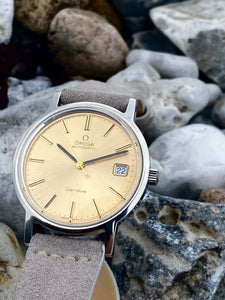 1973 Pristine Omega Genève with Champagne dial. Near NOS