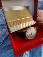 Load image into Gallery viewer, 1955 Longines Conquest original box, paper, strap and buckle *SERVICED*