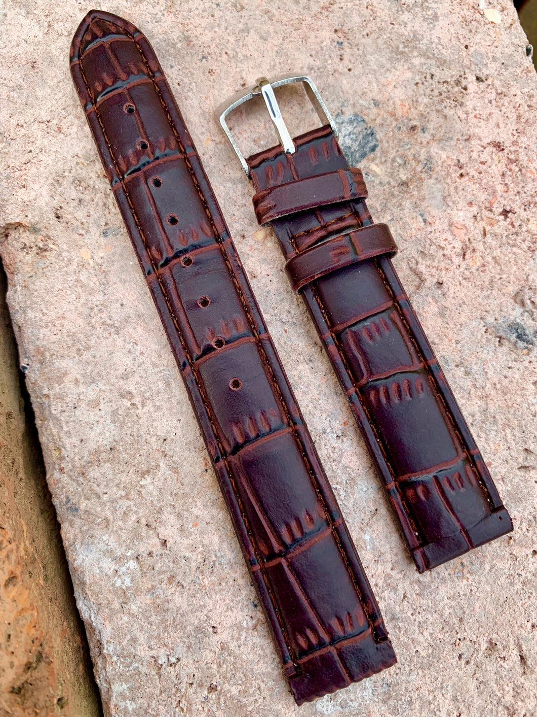 18/16mm Brown genuine leather strap