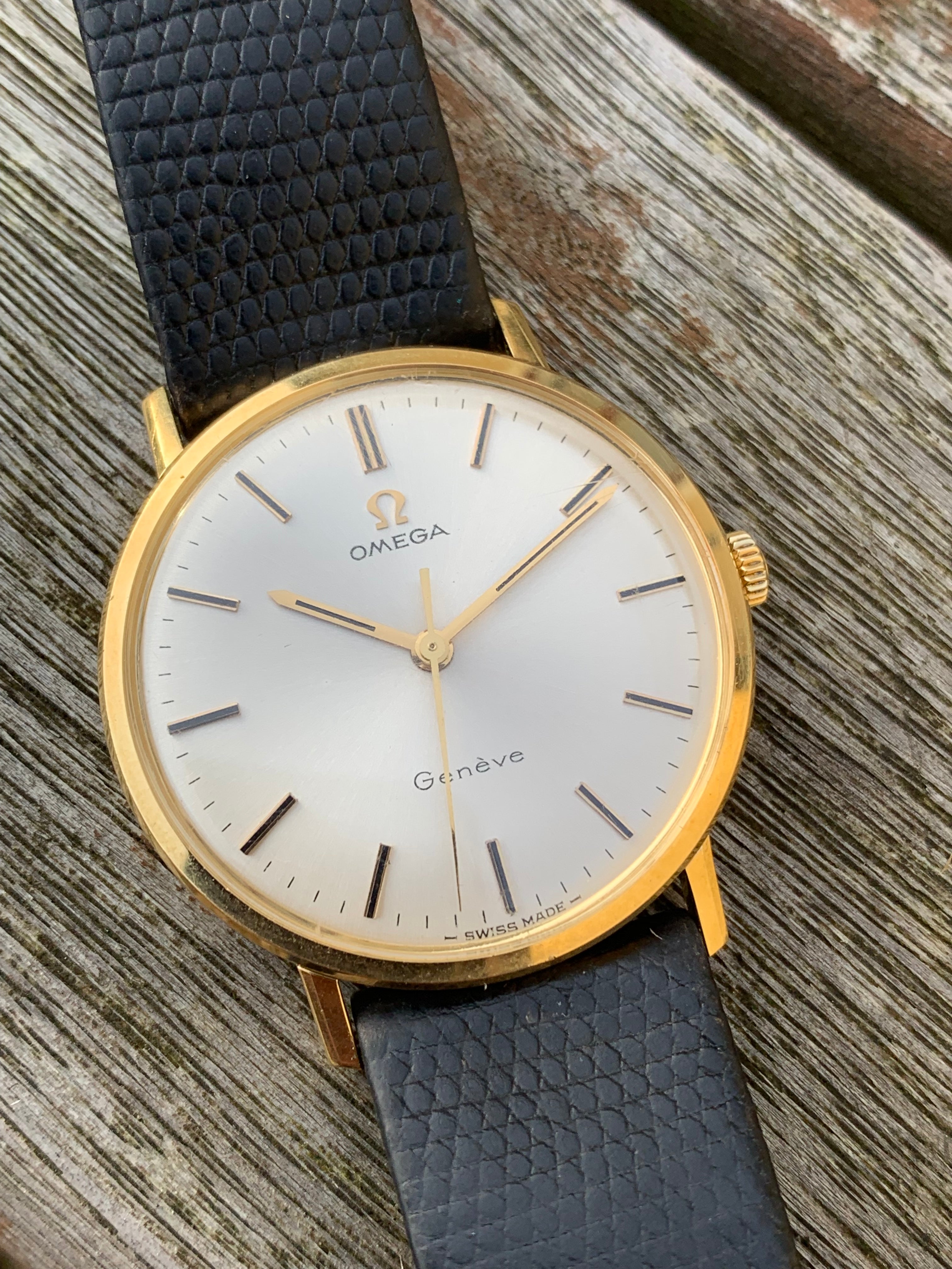 『◆WH-7036◆』OMEGA(オメガ)☆Geneve ラウンドウォッチ De Ville Trésor 36 mm, ムーンシャイン™ ゴールド ラバー