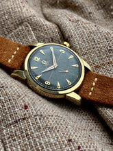 Load image into Gallery viewer, 1954 Omega Seamaster with rare black waffle dial