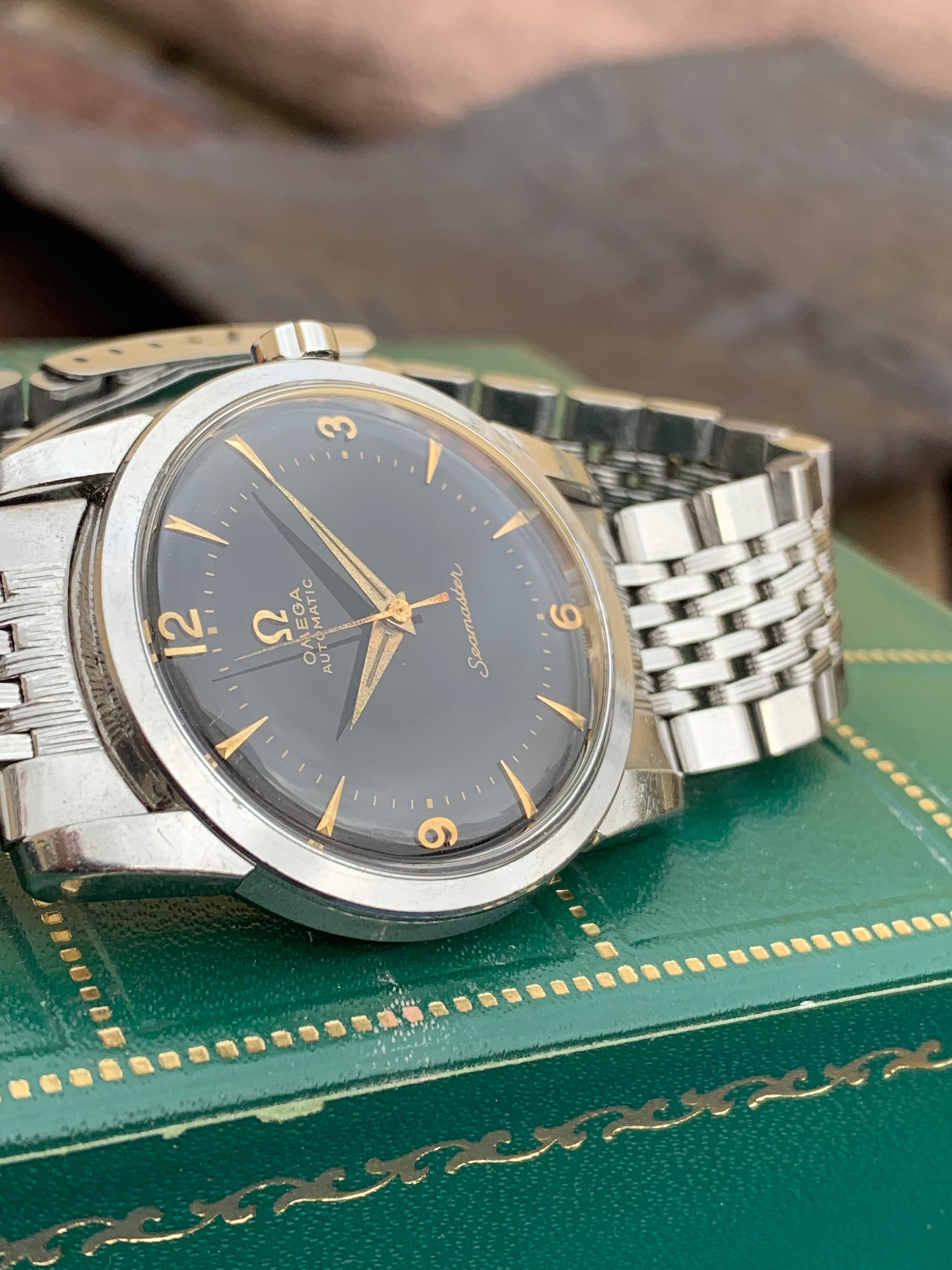 1954 Omega Seamaster black dial Beefy Lugs with original bracelet