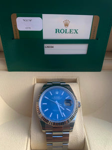 2017 Rolex Datejust 41 "Bright Blue" dial. With box/cert and receipt
