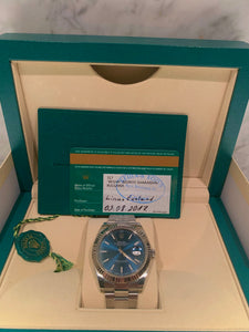 2017 Rolex Datejust 41 "Bright Blue" dial. With box/cert and receipt