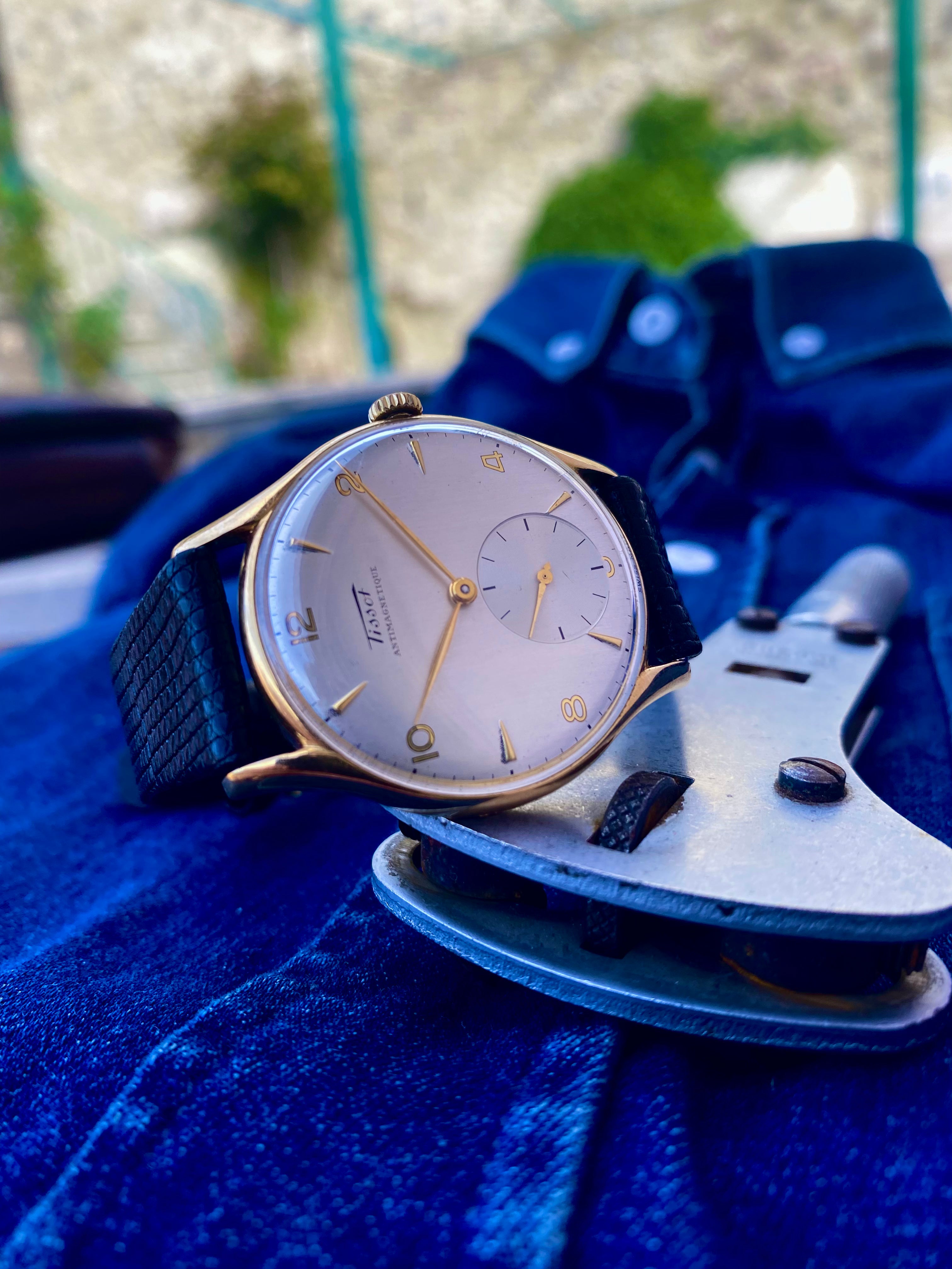 1949 50 Tissot Antimagnetique in solid 18k gold SERVICED WOFS