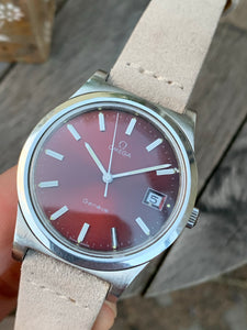 1972 Omega Genève with an uncommon red dial