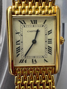 1990s Cartier Tank Louis with grain de riz-bracelet