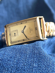 1934 Big size Omega tank in solid 18k gold. Rare!! *SERVICED*